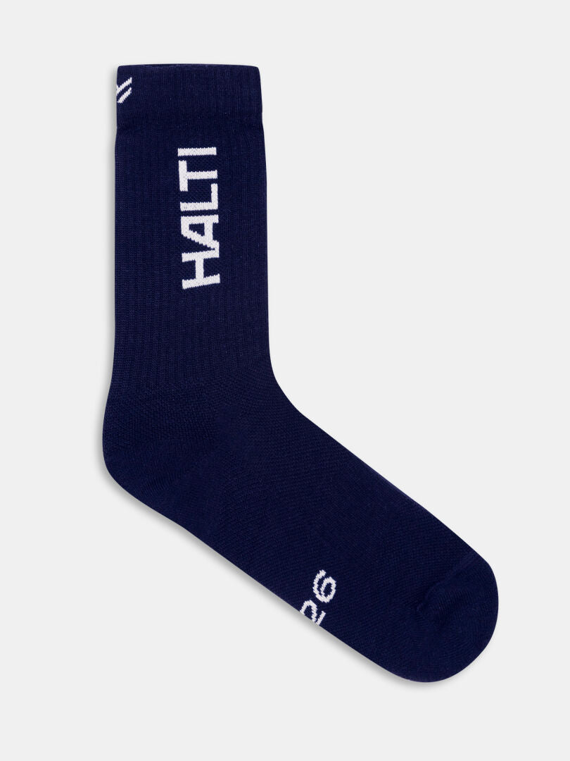 Eine navy 1976 Socke von Halti für Outdoor-Wanderungen, mit