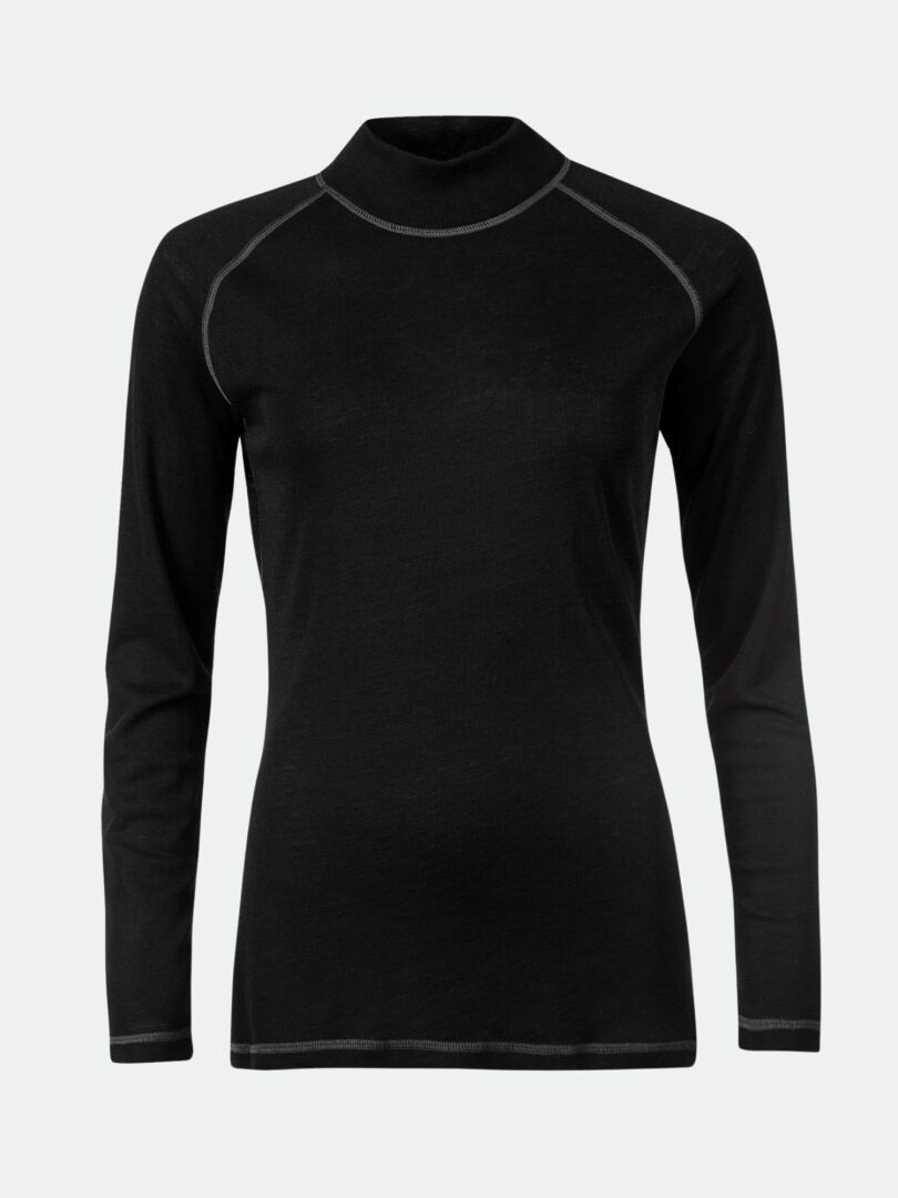 Halti Neva Merino Unterwäsche Set Damen mit langen Ärmeln und grauen Nähten-perfekt als warme Outdoor-Basisschicht.