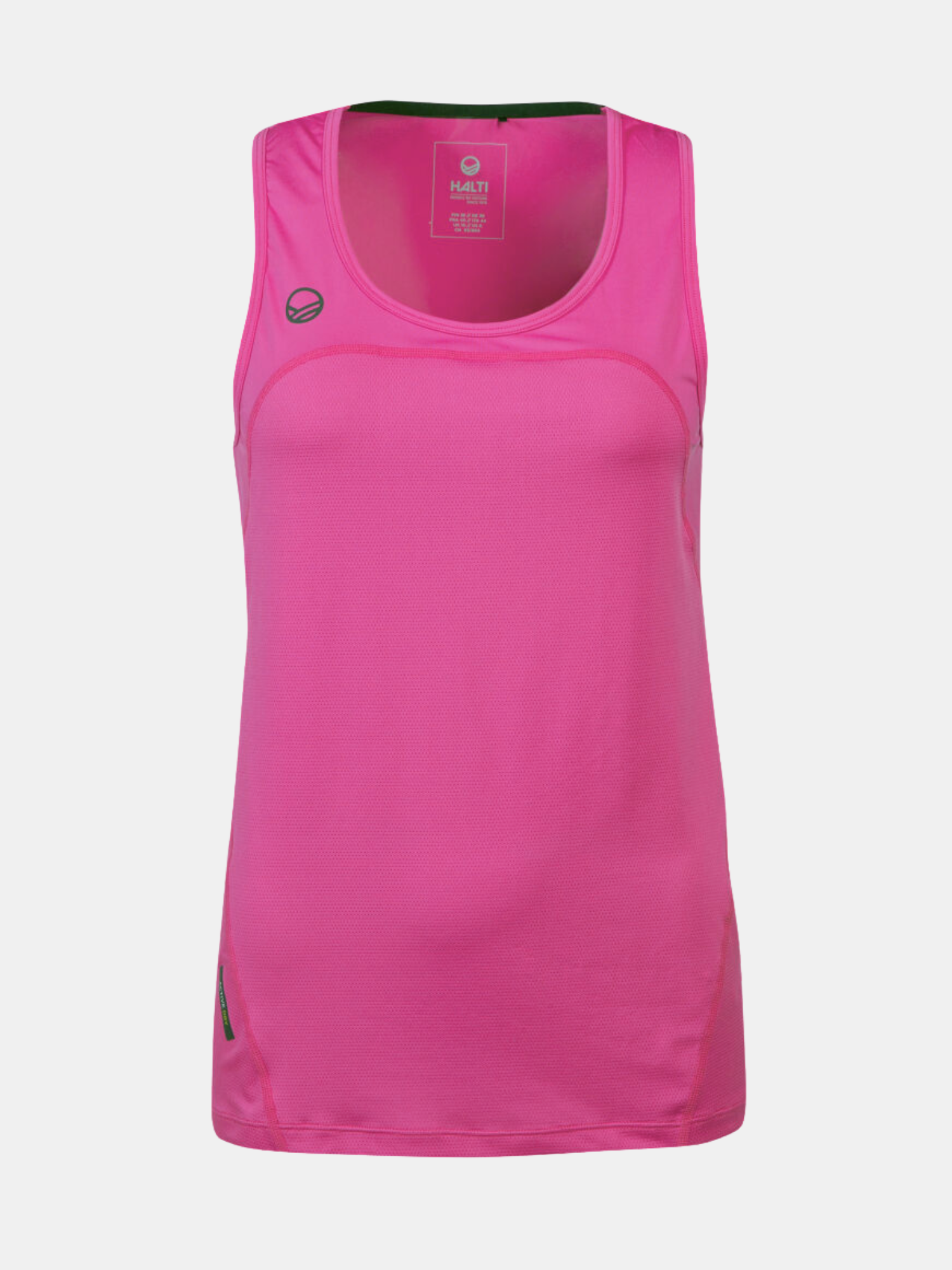Das Halti Urbanite Damen Active Dry Top ist ein ärmelloses, leuchtend rosa Tanktop aus recyceltem Polyester mit hervorragendem Feuchtigkeitsmanagement.