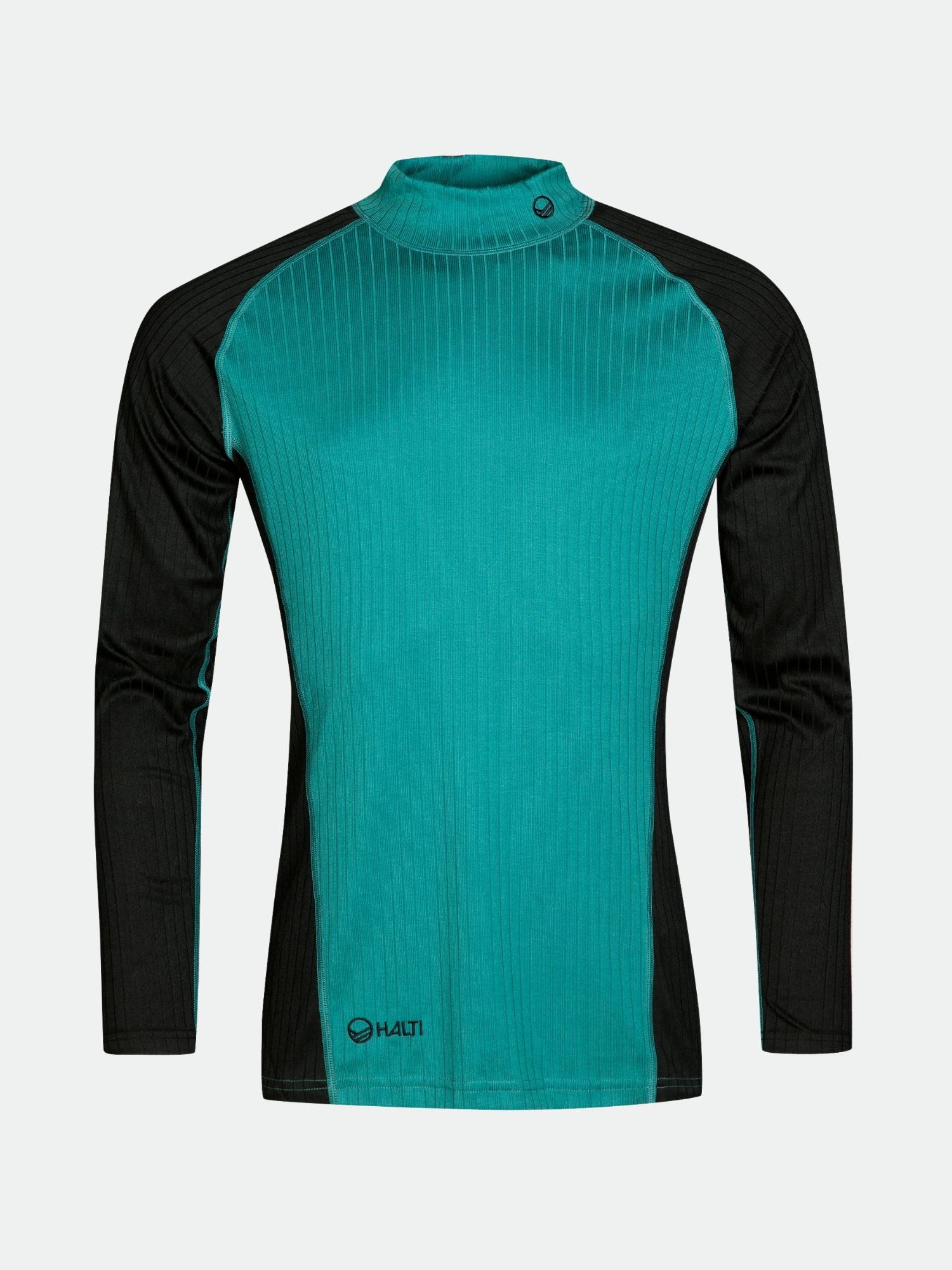 Halti Dual Baselayer Set Herren: Teal-schwarzes Langarmshirt, recyceltes Polyester, atmungsaktiv.