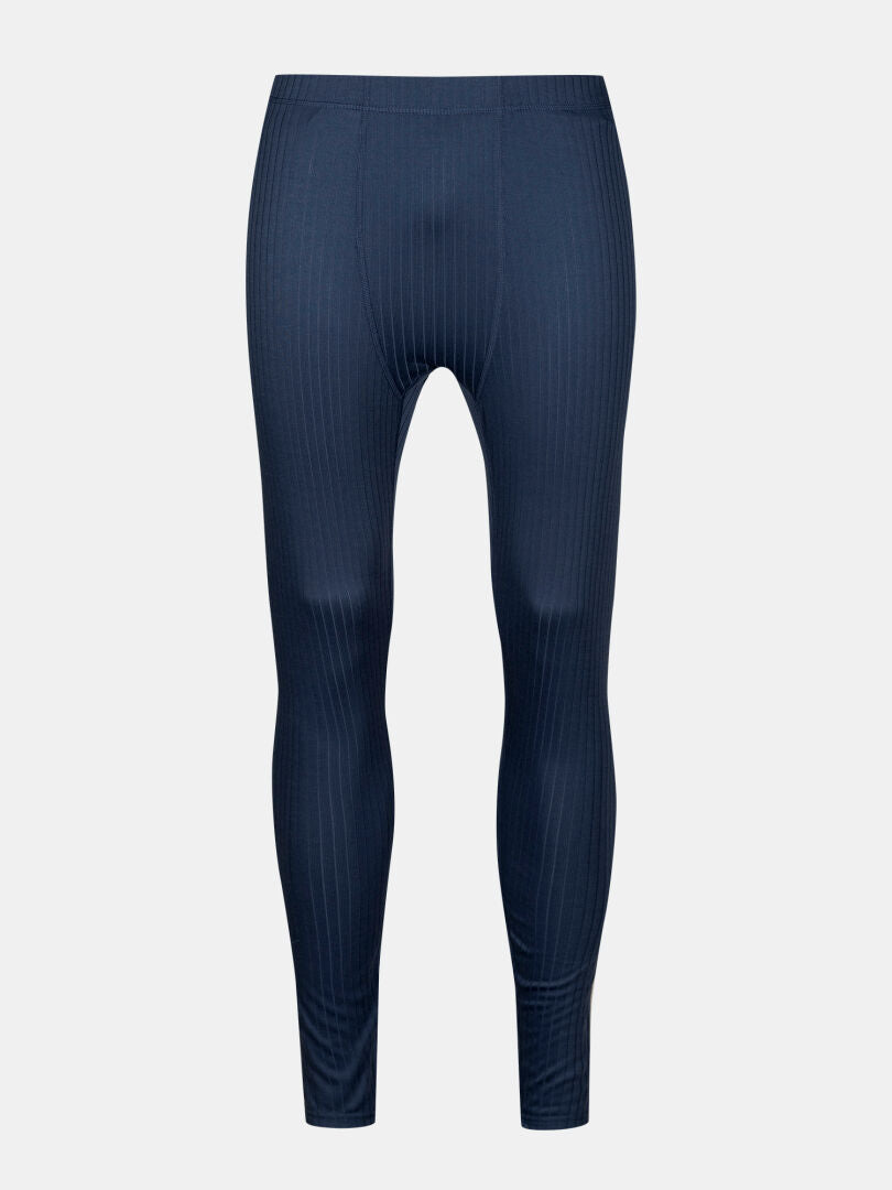 Halti Dual Baselayer Set Herren navy gerippte Thermoleggings, recyceltes Polyester, Vorderansicht auf hellgrauem Hintergrund.