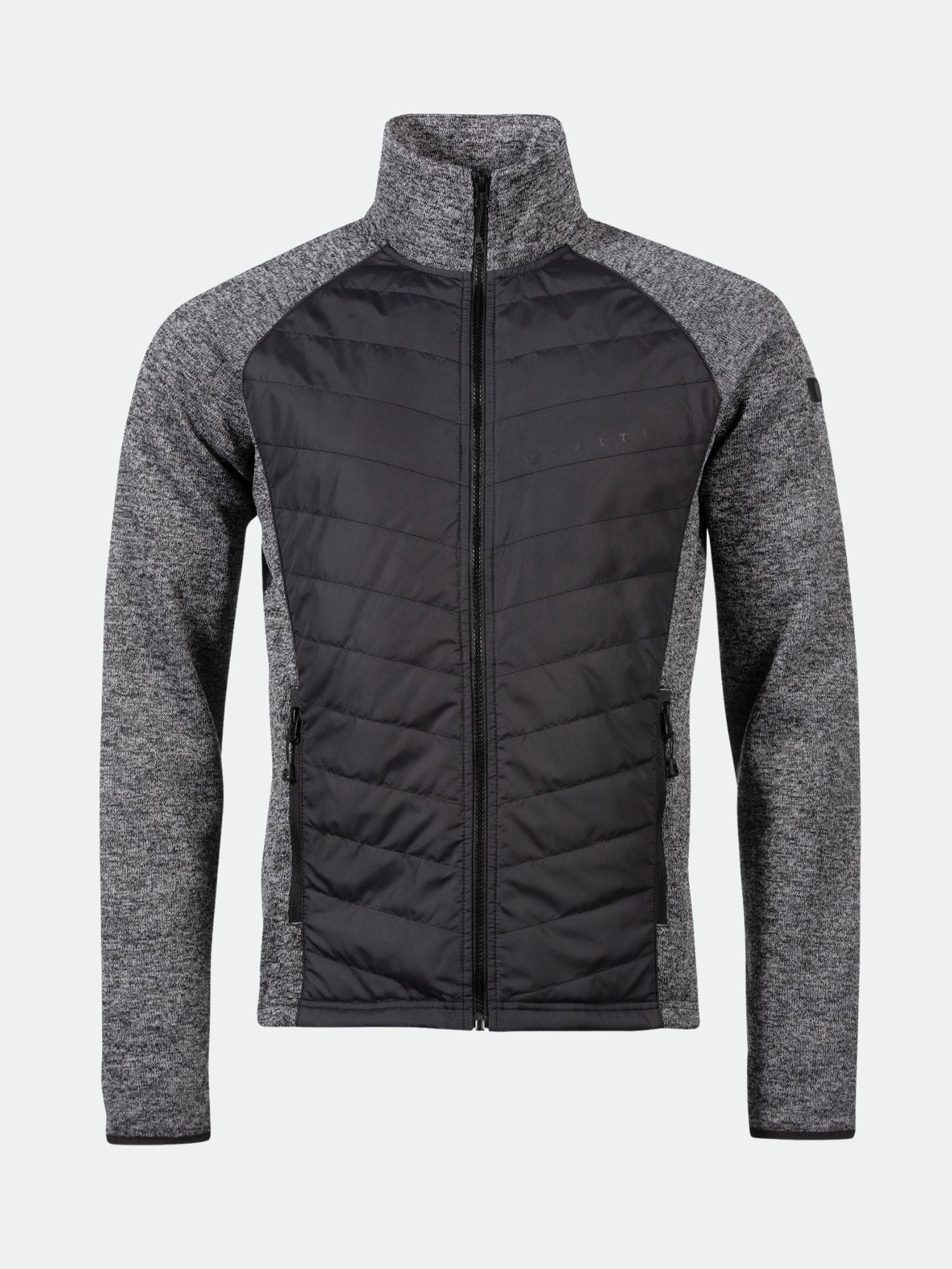 Die Halti Streams Hybrid Layer Jacke Herren in grau/schwarz hat gesteppte Einsätze - perfekt als warmer Fleece oder Midlayer.