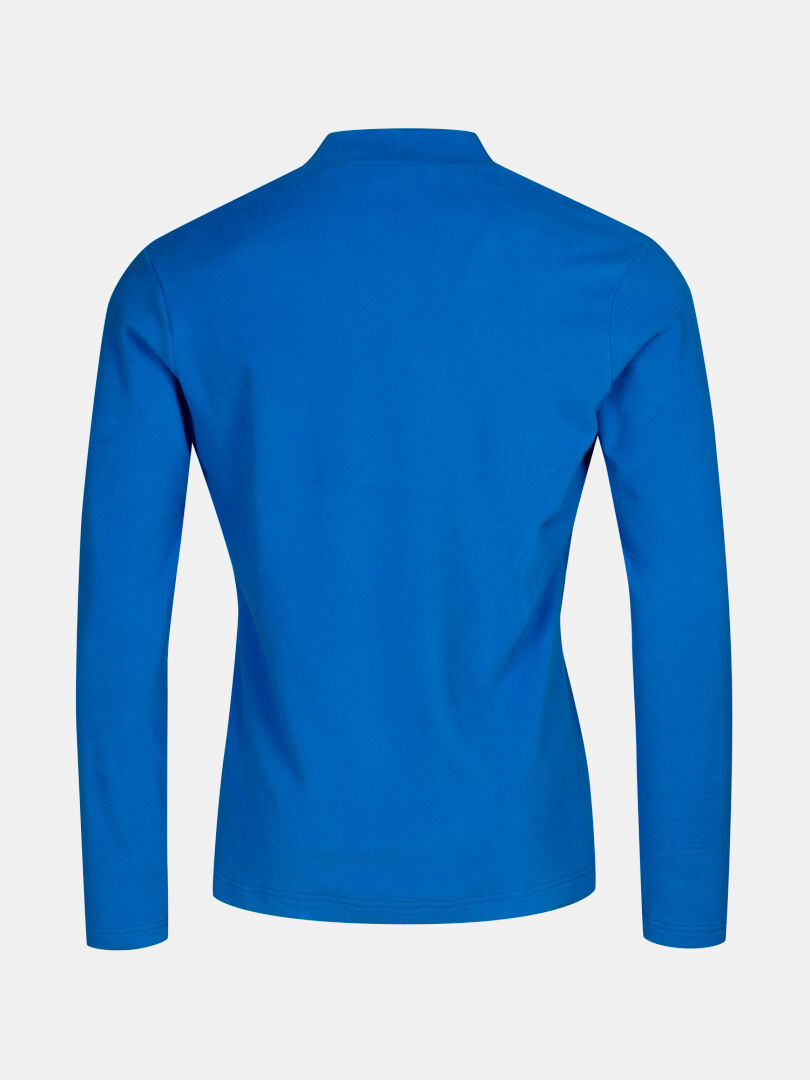 Das Halti Trone Fleece-Shirt Herren, in blau, lange Ärmel, von hinten auf weißem Hintergrund.