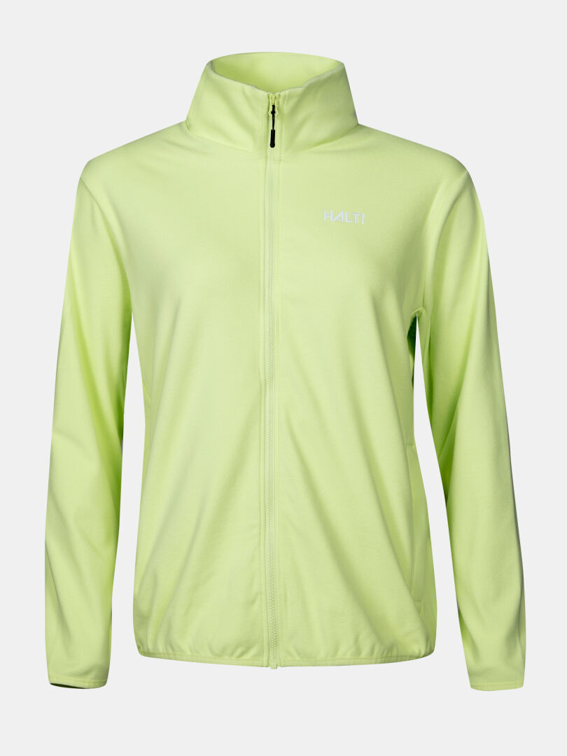 Hellgrüne Rockmoon Fleecejacke Damen von Halti mit Reißverschluss, Stehkragen und kleinem Brust-Logo.