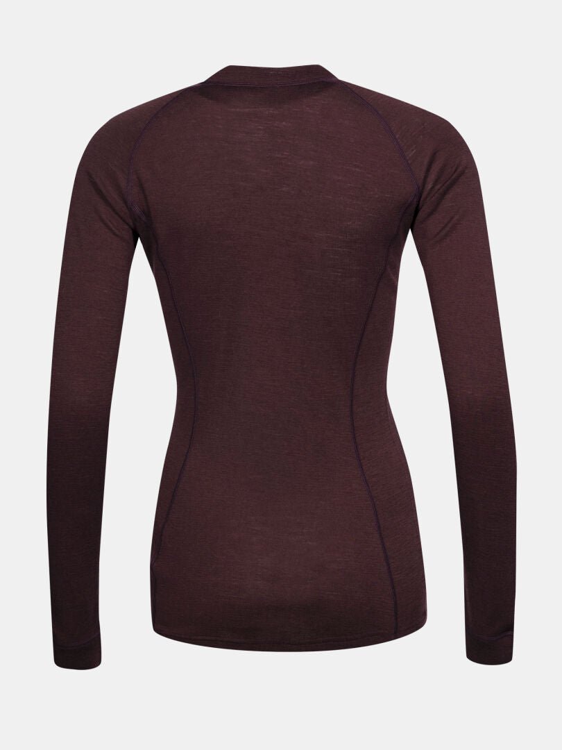 Das Halti Hossa II Merino Unterwäsche Set Damen in kastanienbraun wird von hinten vor einem weißen Hintergrund gezeigt.