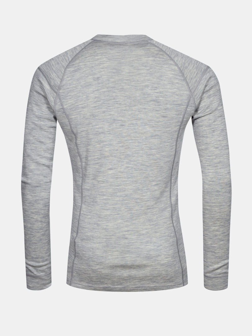 Das Halti Hossa II Merino Unterwäsche Set Herren in hellgrau ist von hinten auf weißem Grund abgebildet.