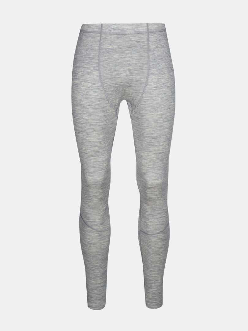 Halti Hossa II Merino Unterwäsche Set Herren Leggings in Hellgrau mit sichtbaren Nähten auf einfarbig weißem Grund.