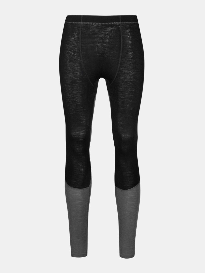 Halti Hossa II Merino Unterwäsche Set Herren in schwarz/grau mit Kontrastbeinen, abgebildet auf einem unifarbenen Hintergrund.