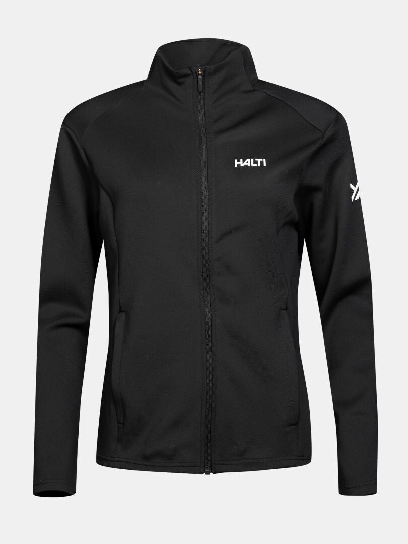 Halti Kivikko Midlayer-Jacke für Damen – schwarze Reißverschlussjacke aus Active Dry, perfekt für Outdoor-Aktivitäten das ganze Jahr über.