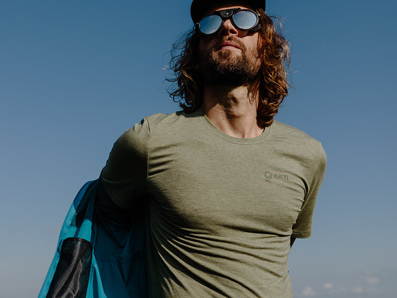 Herren-T-Shirt aus Merinowolle olivgrün Halti