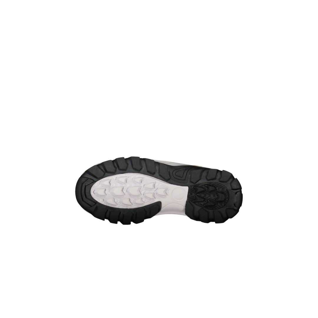 Halti Cody Mid 2 Kinder DrymaxX Outdoor Schuhe mit schwarz/weißer Gummisohle, stoßdämpfende Zwischensohle abgebildet.