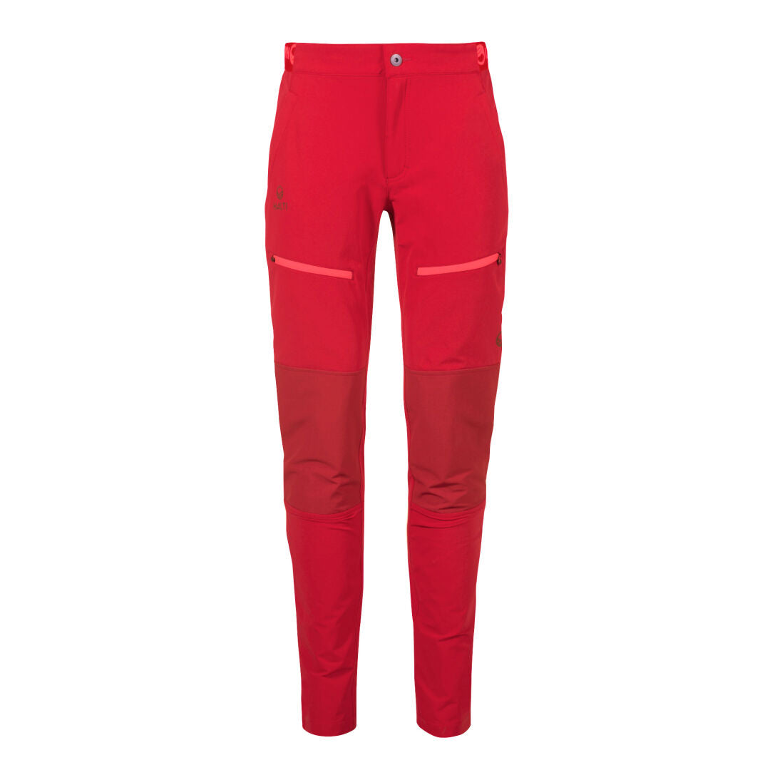 Halti Pallas II Damen Warm X-Stretch Hose: leuchtend rot, Reißverschlusstaschen, verstärkte Knie, elastische und atmungsaktive Materialien.