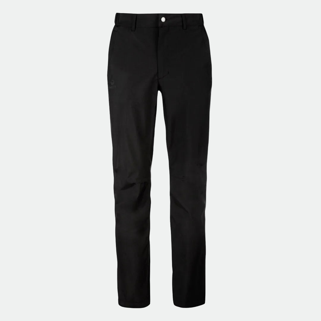 Halti Koski Herren DrymaxX Regenhose – schwarze Regenhose mit geradem Bein, abgebildet auf schlichtem weißem Hintergrund.