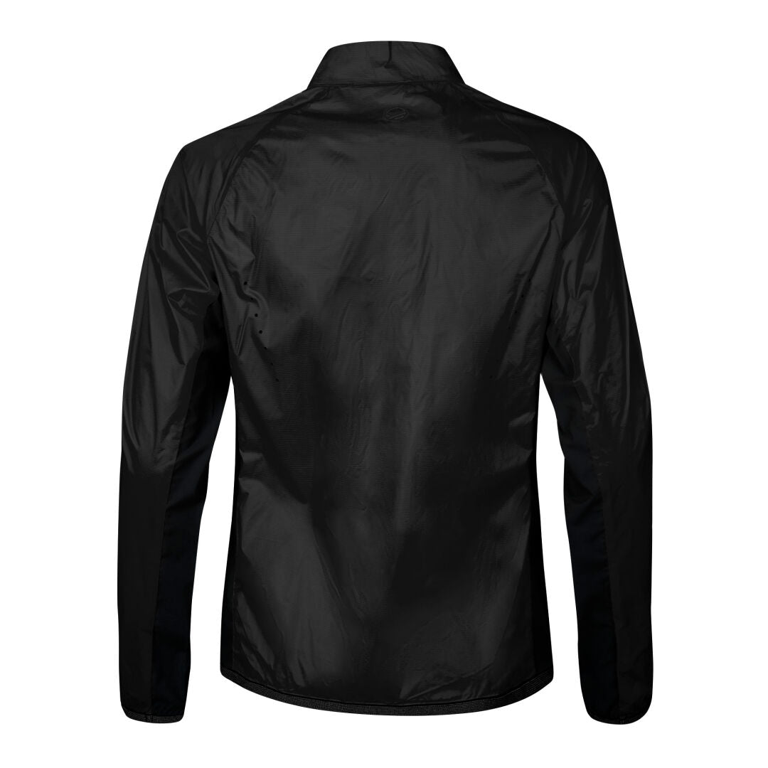 Eine schwarze Halti Control Damen-Windbreakerjacke ist von hinten mit Kragen nach oben ohne sichtbare Logos abgebildet.