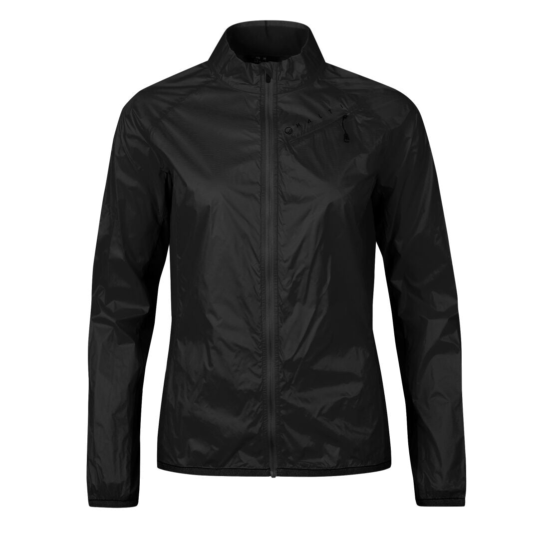 Halti Control Damen Windjacke in Schwarz, leichtes, winddichtes Graphene Taffeta Recy-Material, Brusttasche mit Reißverschluss.