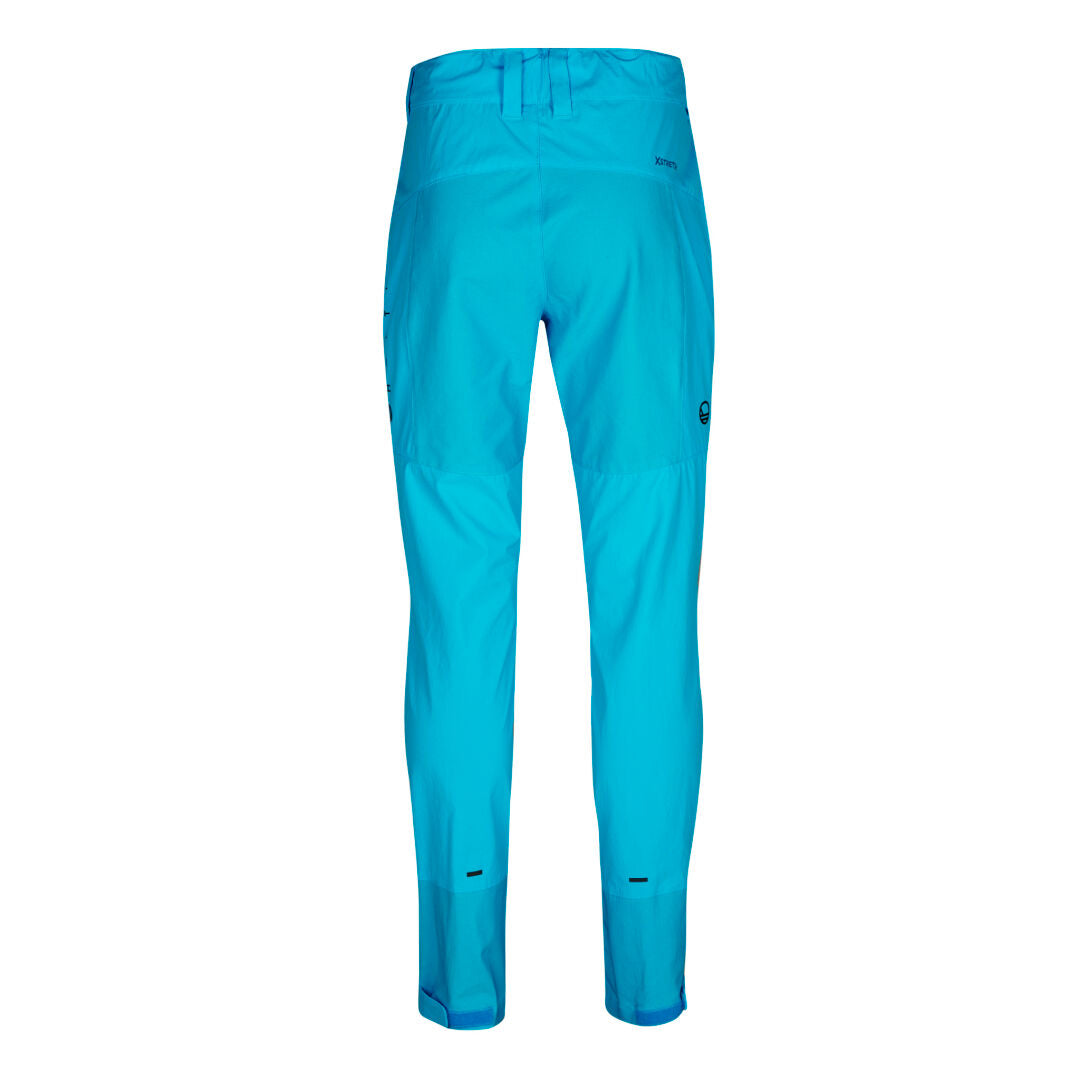 Halti Tracks Damen X-Stretch Hose in Blau aus atmungsaktivem Gewebe, ideal für Outdoor-Workouts, vorne gezeigt.