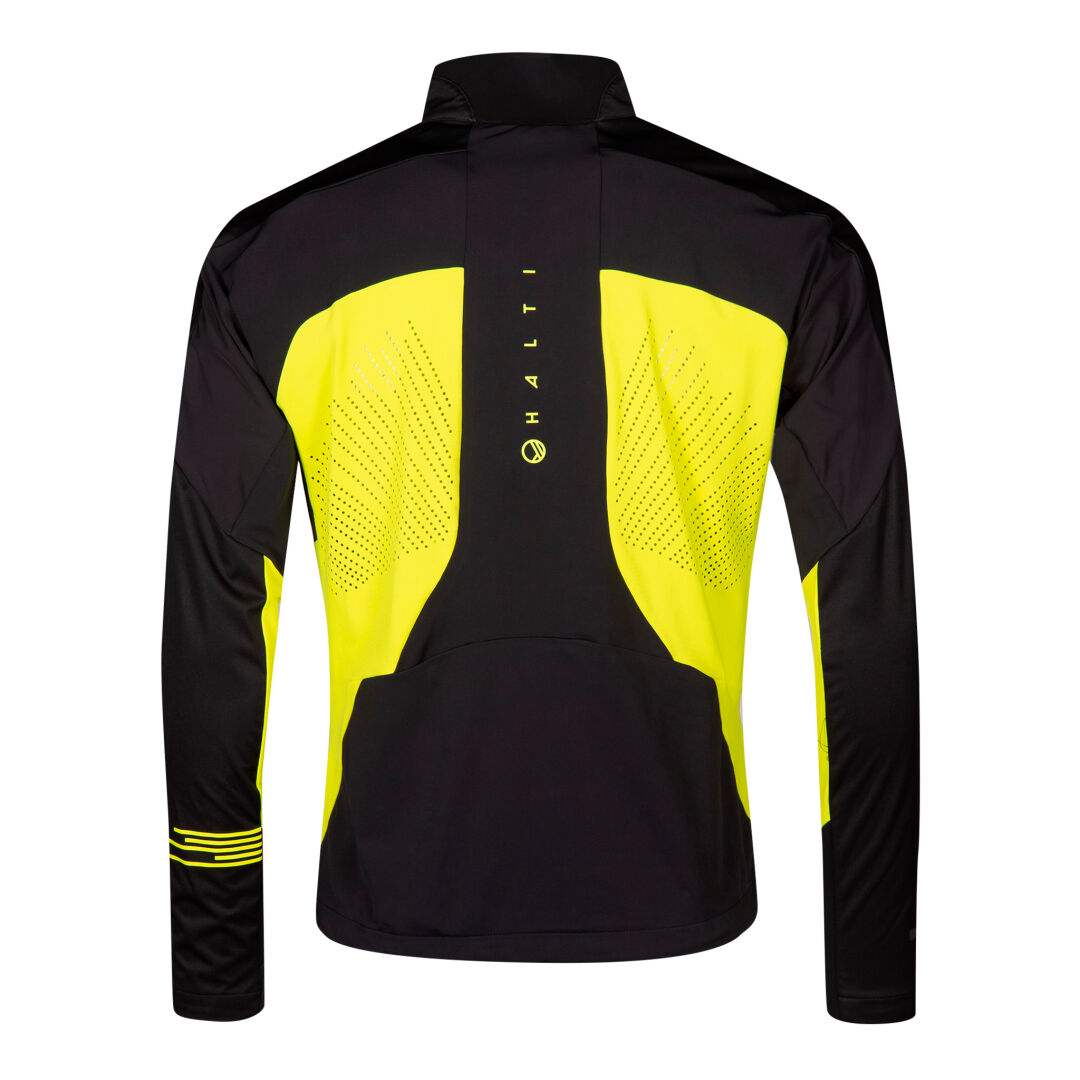 Halti Veloce Langlaufjacke Herren in Schwarz/Gelb, mit atmungsaktivem Stormwall®-Stretch und Belüftungslöchern.