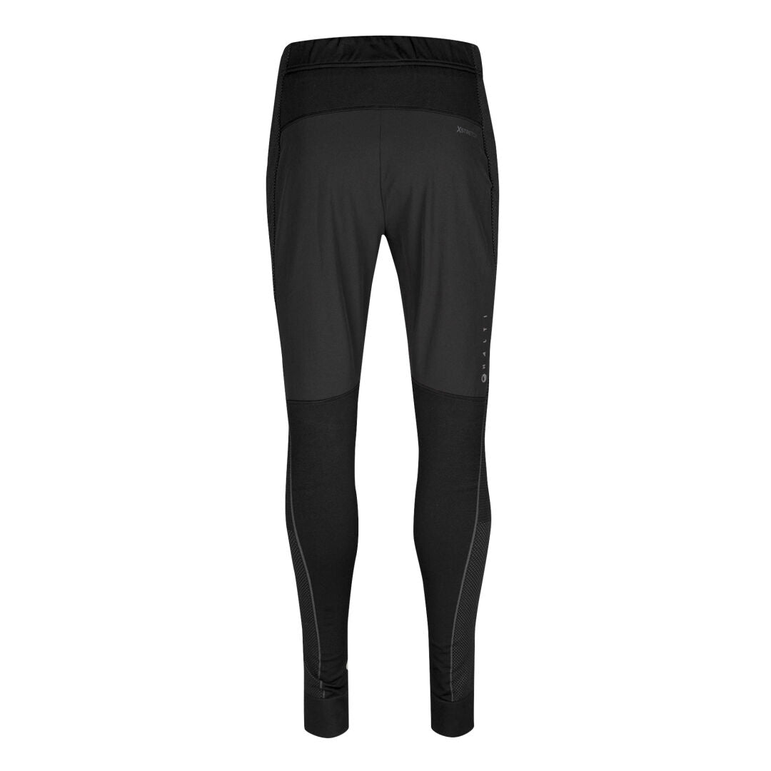 Rückansicht der Halti Tracks Damen Seamless Tights mit elastischem Bund und reflektierenden Details, hergestellt aus X-Stretch-Material.