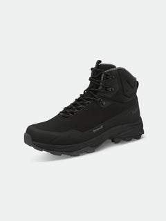 Die Halti Kenai Mid 2 DX Spike Schuhe Herren in schwarz mit robuster Spike-Außensohle auf hellem Grund.