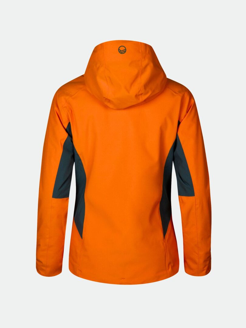 Halti Tahko DX Damen Skijacke: Orange, wasserdicht, Kapuze, dunkle Seiten - perfekt für Winteraktivitäten.