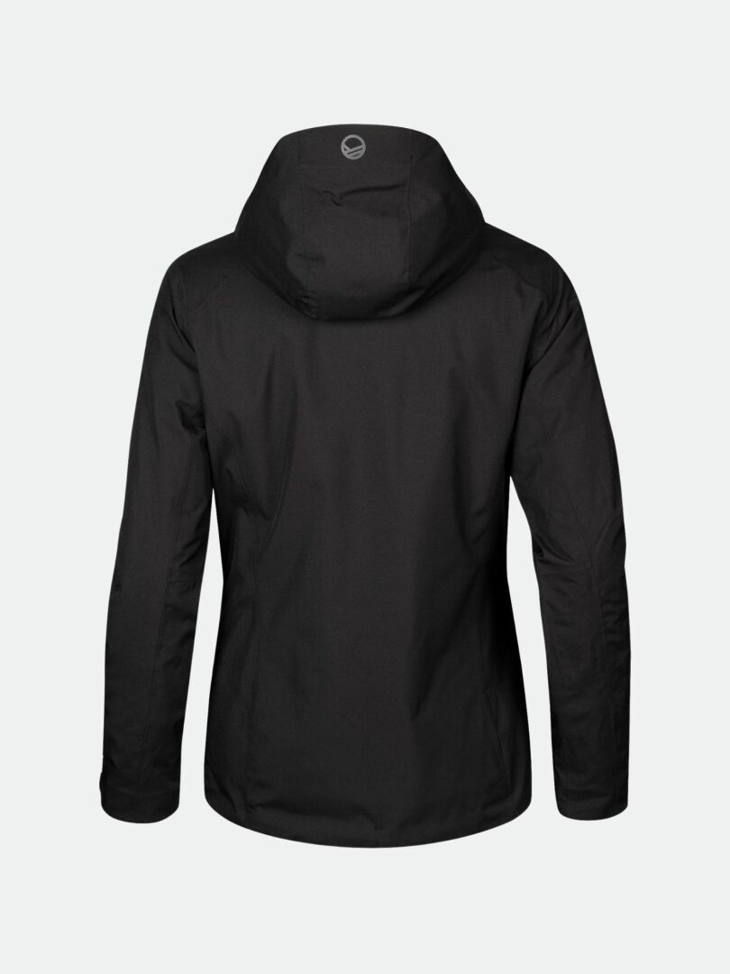 Rückenansicht der Halti Tahko DX Skijacke Damen, wasserdicht mit langen Ärmeln, ideal für Winteraktivitäten.