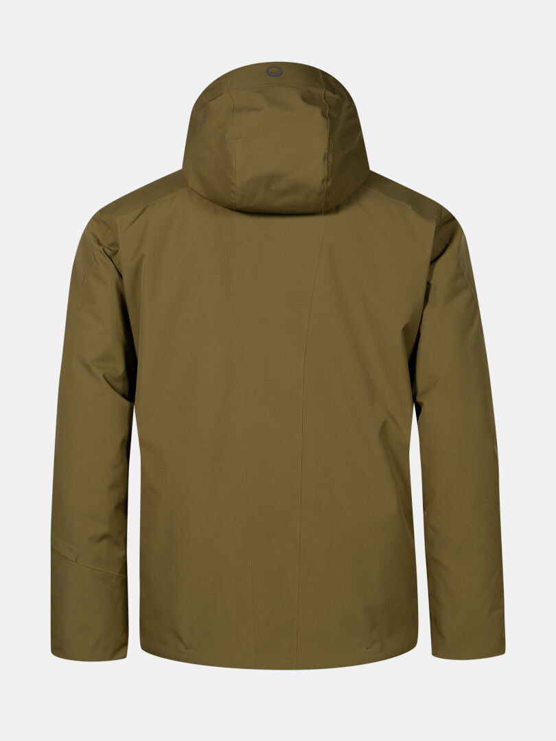 Halti Vertica DX Skijacke Herren in olivgrün, von hinten gesehen, mit Primaloft Silver und 4-Wege-Stretchmaterial.