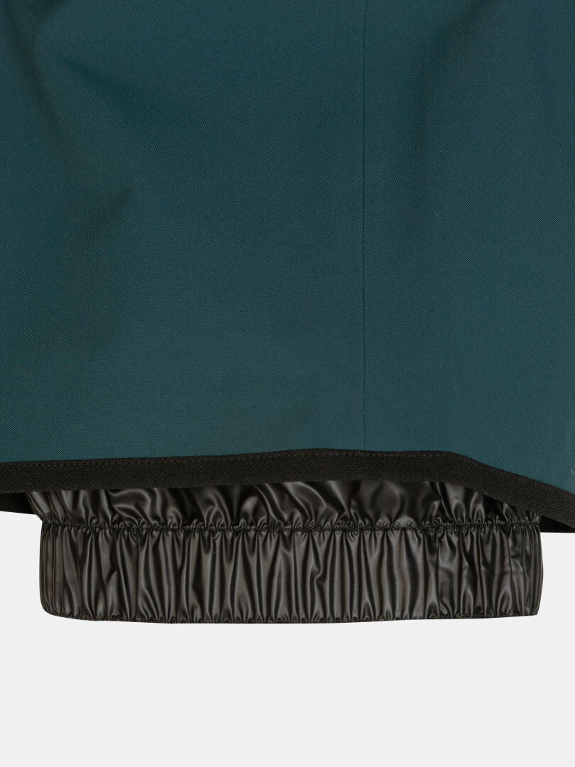 Dunkelgrüne Rizle 3L DX Skihose – Unisex-Skihose mit 3 Lagen und schwarzem, elastischem Schneefang am Saum.