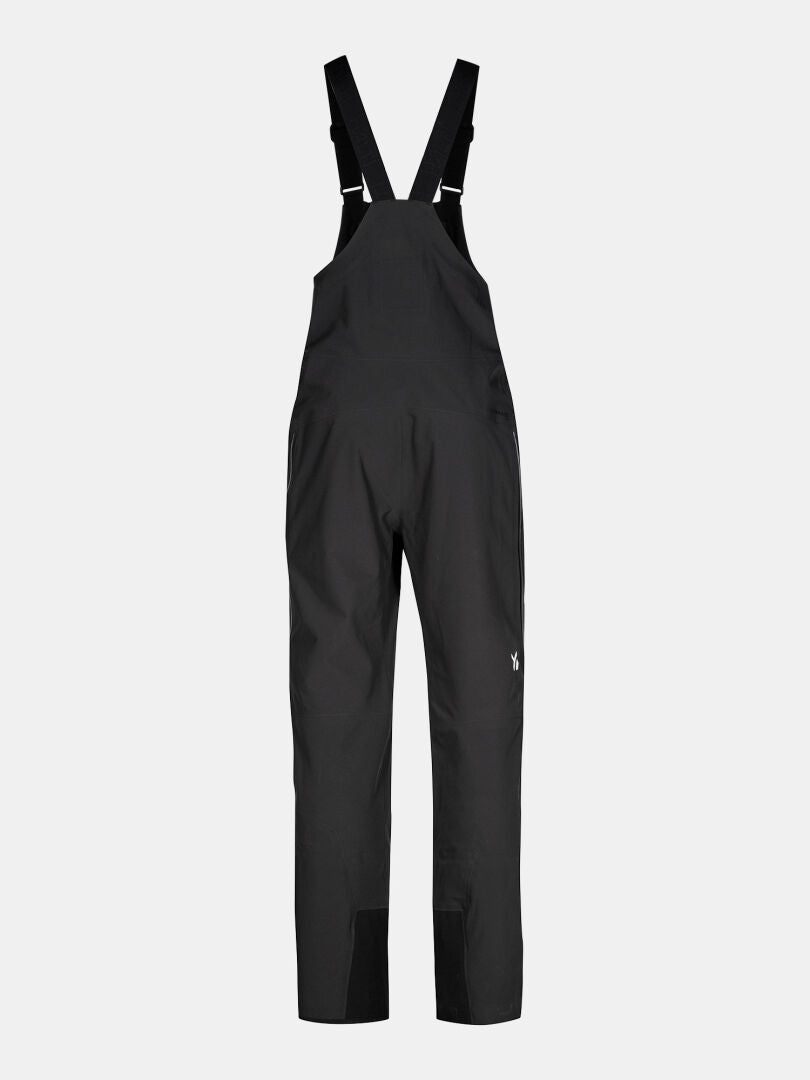 Halti Rizle 3L DX Skihose Unisex-Latzhose in Schwarz mit verstellbaren Trägern, abgebildet auf einem einfarbig weißen Hintergrund.