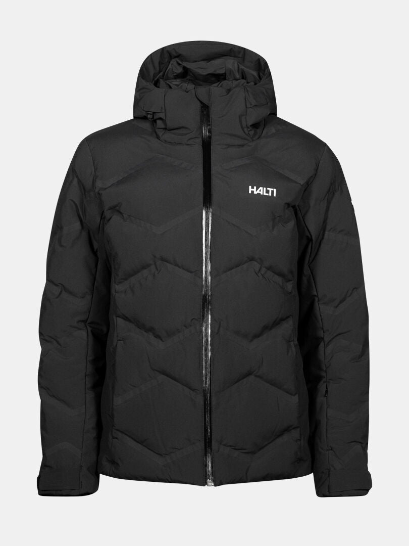 Halti Nordic Arcty II Damen Skijacke, schwarz, mit Kapuze, Frontreißverschluss, HALTI-Logo und Microtherm Arcty-Isolierung.