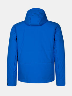 Die Halti Ascale Puffer Skijacke Herren in leuchtendem Blau, von hinten gesehen auf weißem Grund.