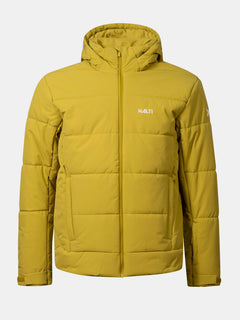 Die Halti Ascale Puffer Skijacke Herren: gelb, wasserdicht, mit Kapuze-ideal für Wintersport.