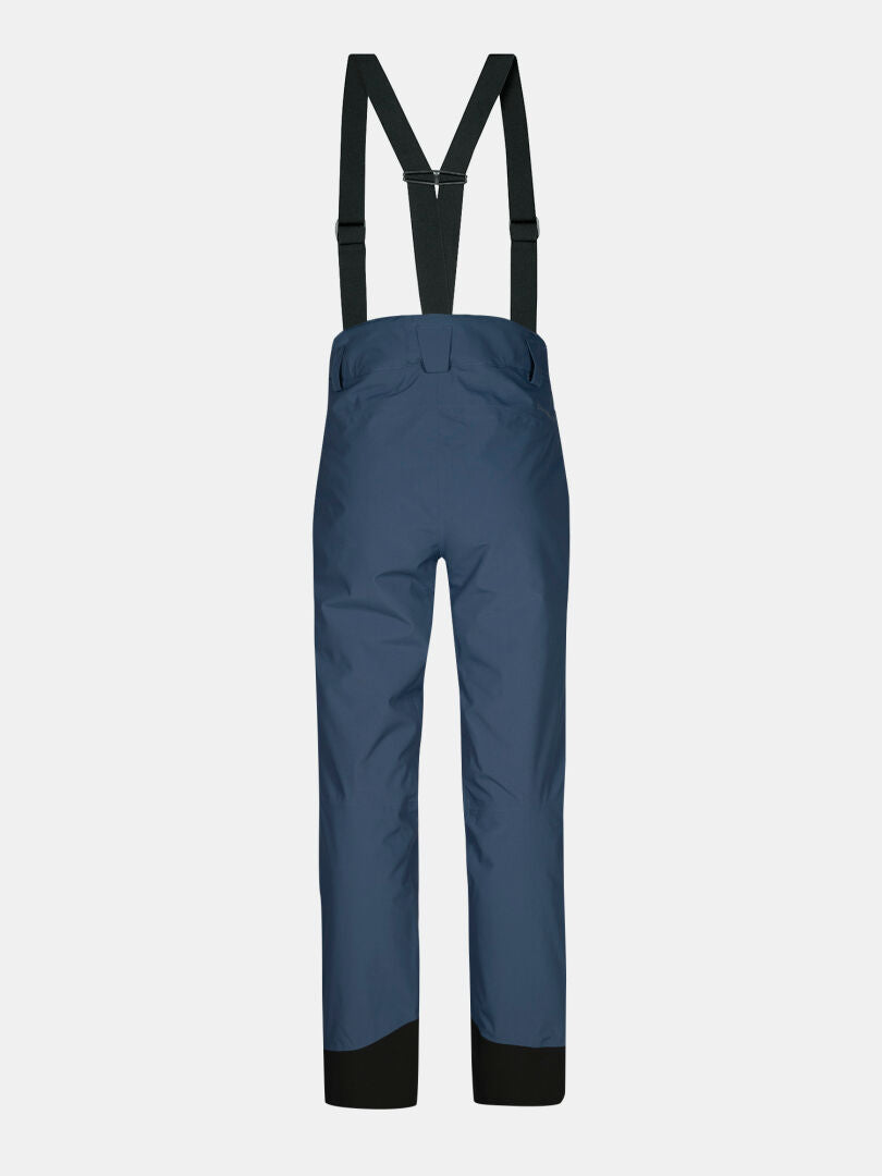 Halti Carvey II DX Skihose Damen in blau mit schwarzen Trägern und Bündchen, perfekt zum Skifahren, mit DrymaxX Technologie.