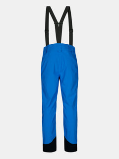 Halti Carvey II DX Herren Skihose in hellblau mit DrymaxX, schwarzen Hosenträgern und verstärkten Bündchen auf hellem Grund.