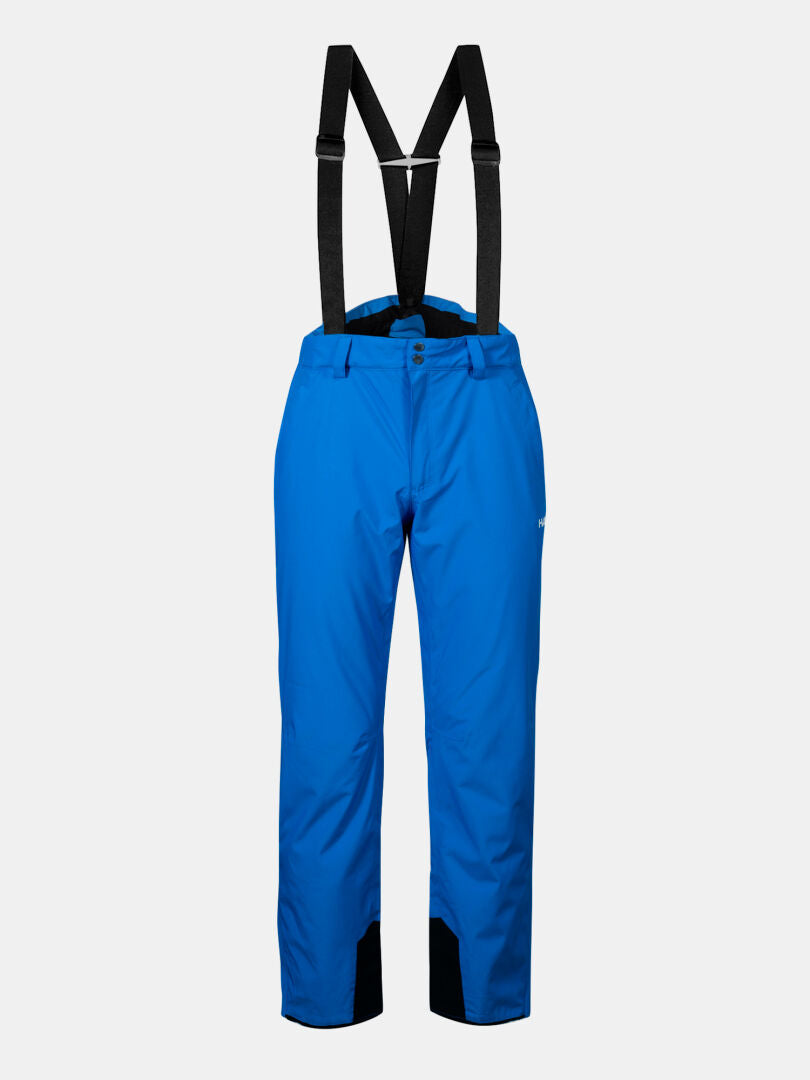 Halti Glades II DX Skihose Herren: hellblau, schwarze Hosenträger, Knopf vorne, verstärkte Bündchen, wasserdicht.