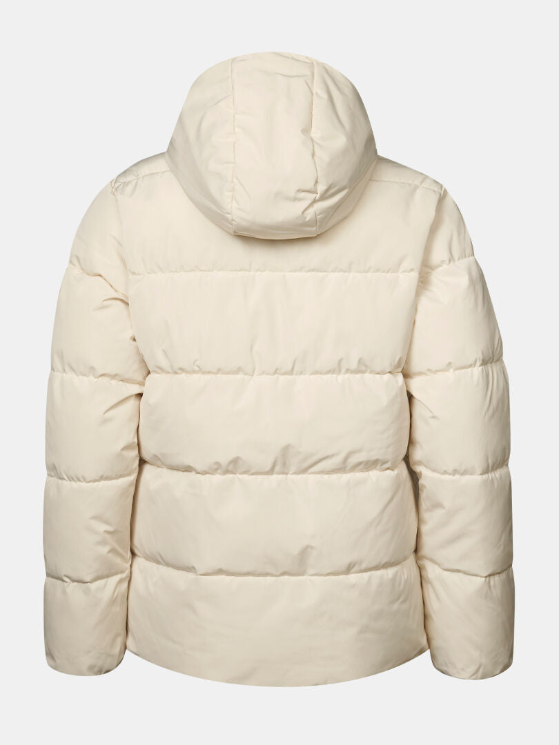 Halti Ascloud Puffer Skijacke für Damen mit Kapuze, von hinten auf einem einfarbigen weißen Hintergrund abgebildet.