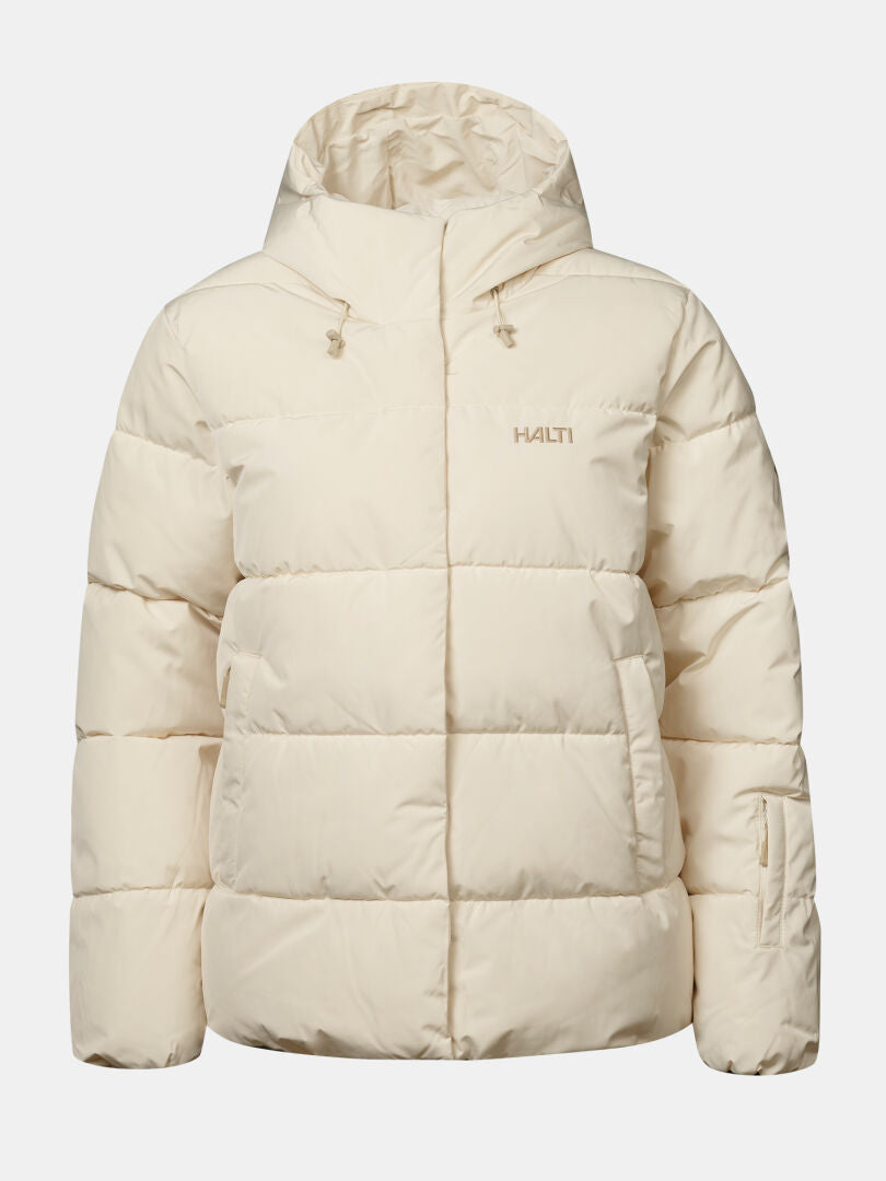 Ascloud Puffer-Skijacke für Damen von Halti: Microtherm-Isolierung, Kapuze, DrymaxX-Material, Logo auf der Brust.