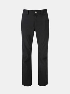 Halti Vuoksi DX Regenhose Herren: schwarz, gerades Bein, Gürtelschlaufen, Knopfverschluss, recyceltes Material.