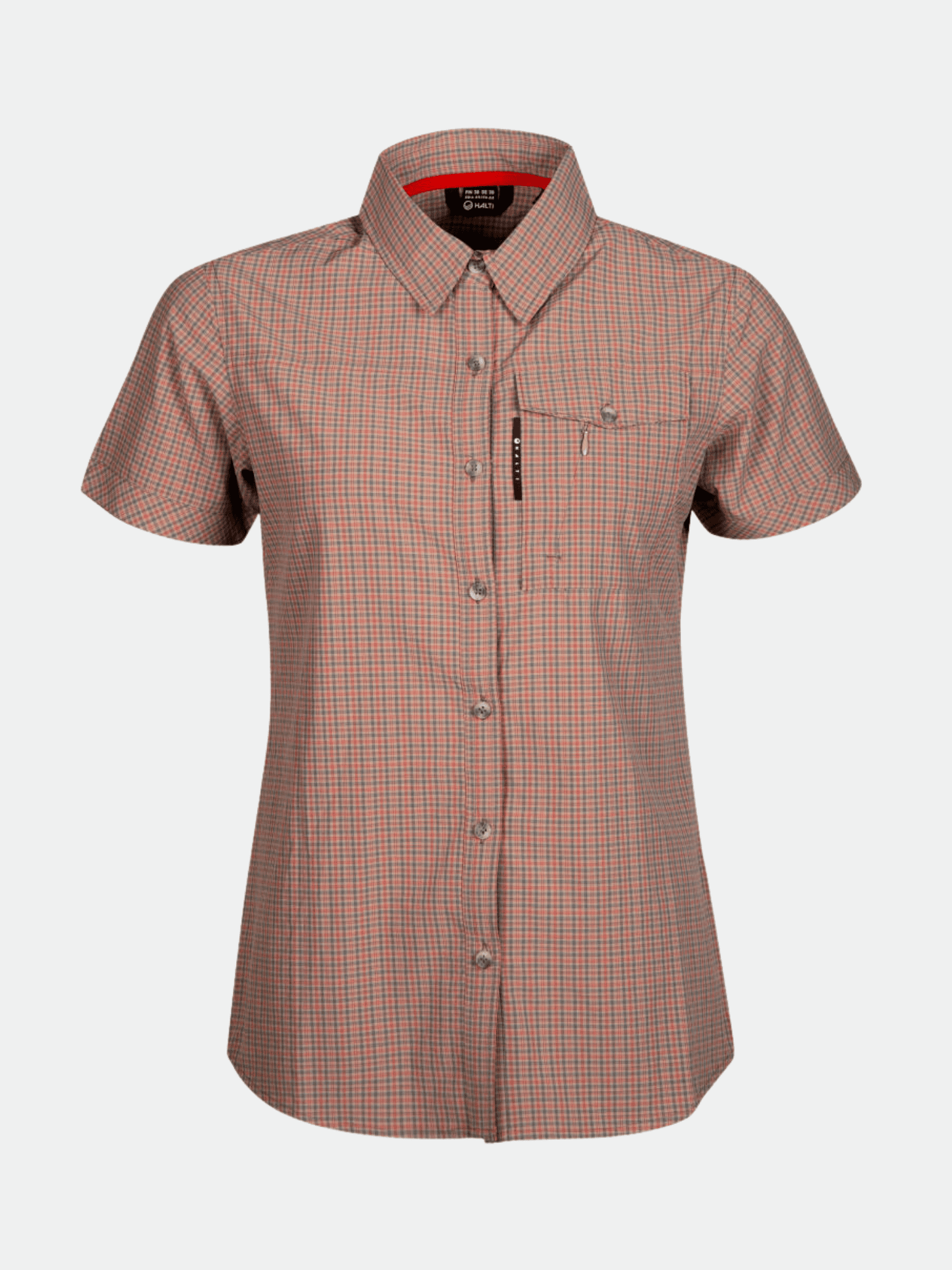 Das Leiri Damen Hemd von Halti aus Active Dry Material ist kurzärmelig, kariert und perfekt für Outdoor-Aktivitäten.