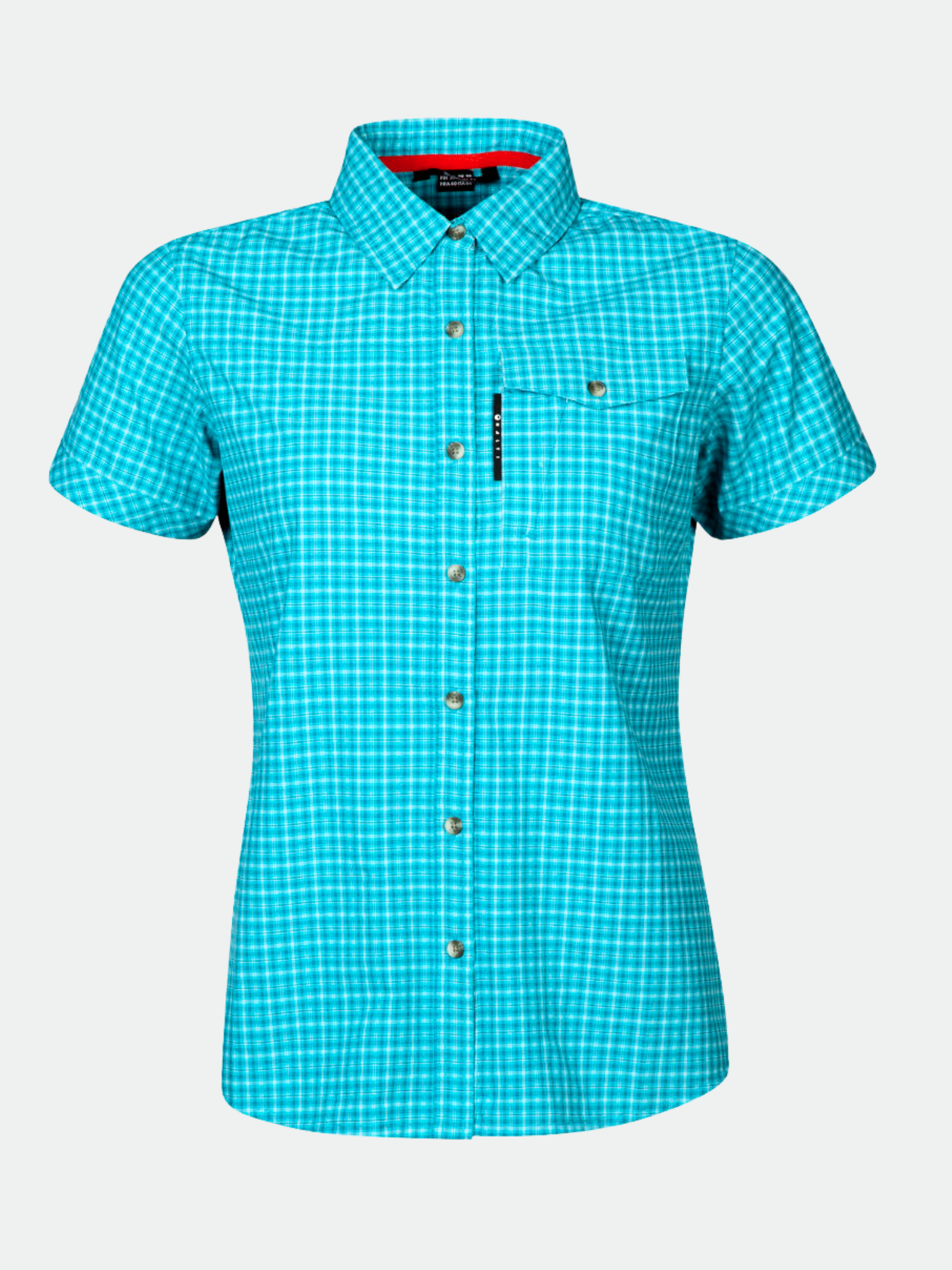 Das Leiri Damen Hemd von Halti ist ein türkisfarbenes, kurzärmeliges Shirt mit Active Dry - perfekt für Outdoor-Aktivitäten.