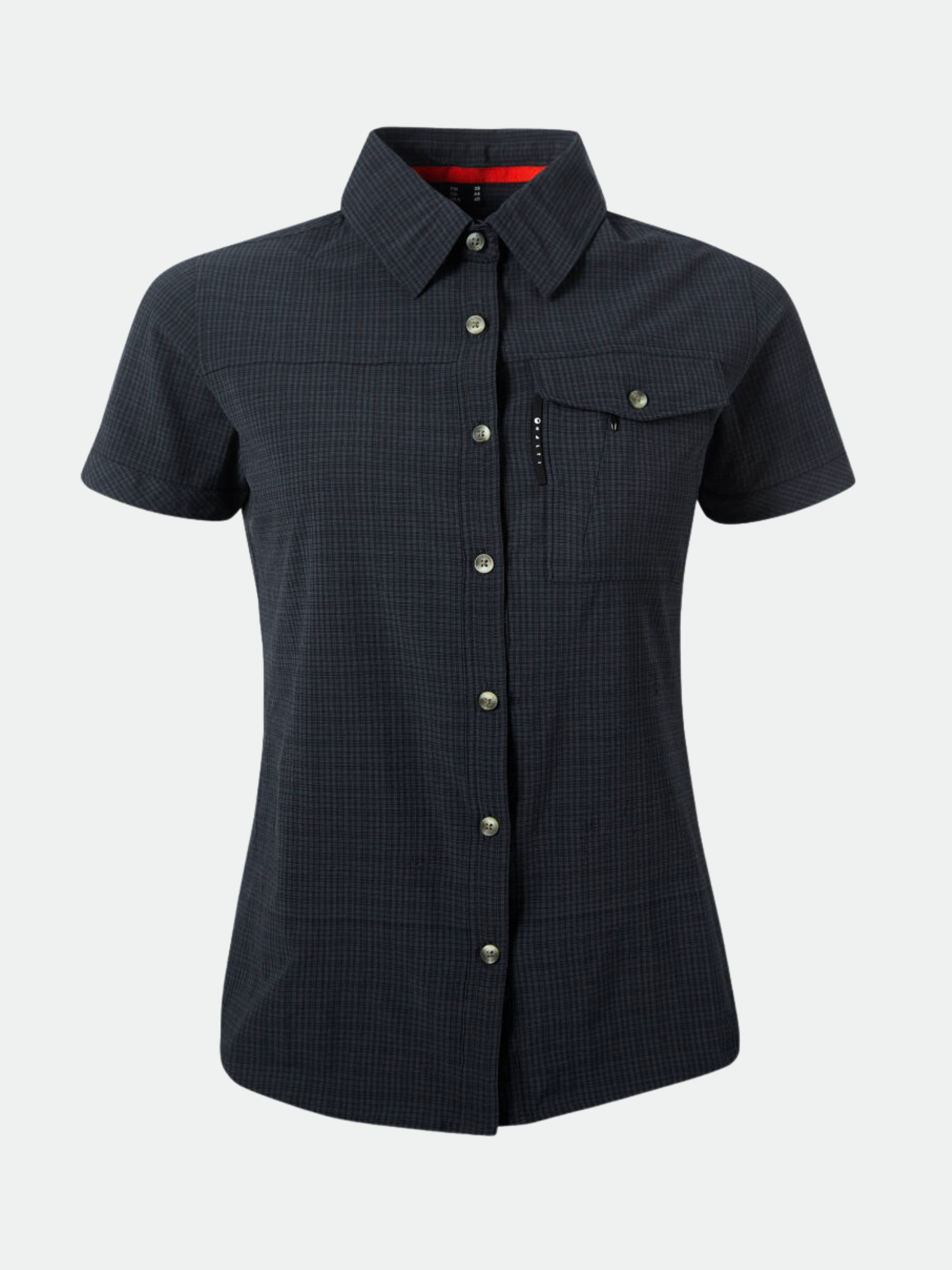 Halti Leiri Damen Hemd: Kurzarm, kariert, Active Dry Material & Brusttasche - ideal für Outdoor-Aktivitäten.