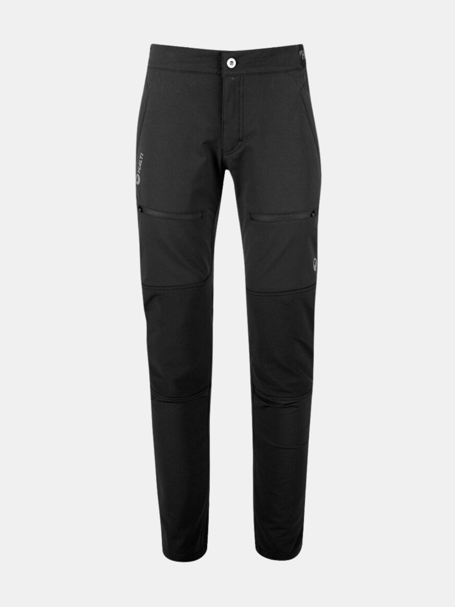 Halti Pallas II Damen Warm X-stretch Hose, atmungsaktiv mit Frontreißverschlusstaschen auf hellgrauem Hintergrund.