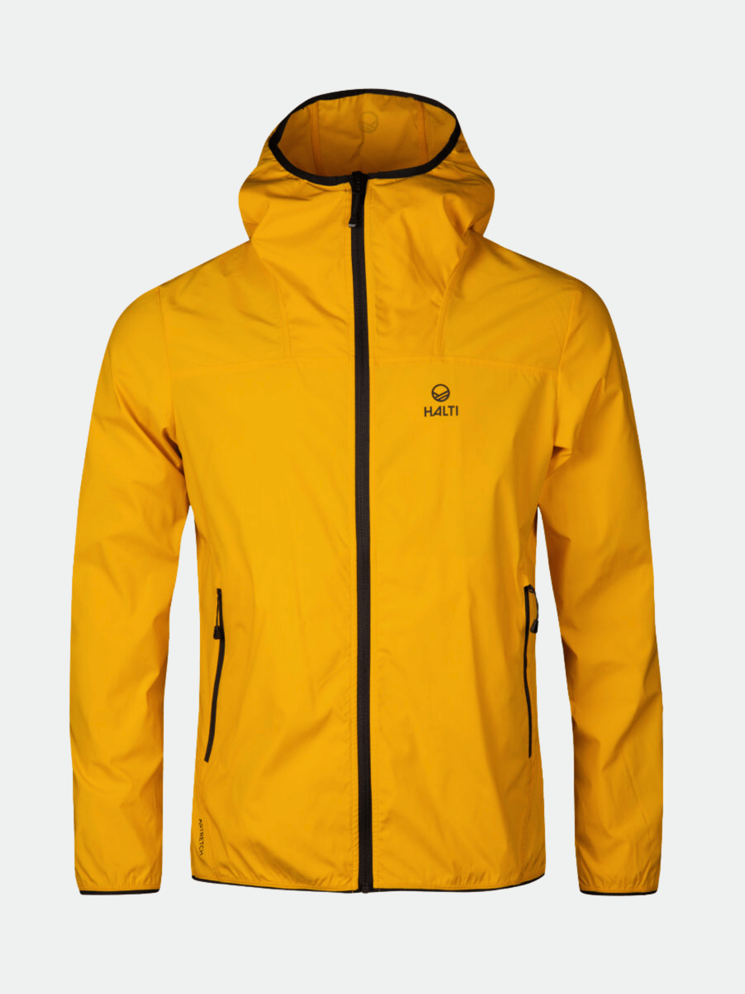 Halti Pallas Herren Lite X-stretch Jacke, gelb, Frontreißverschluss, zwei Taschen, Halti Logo auf der Brust.