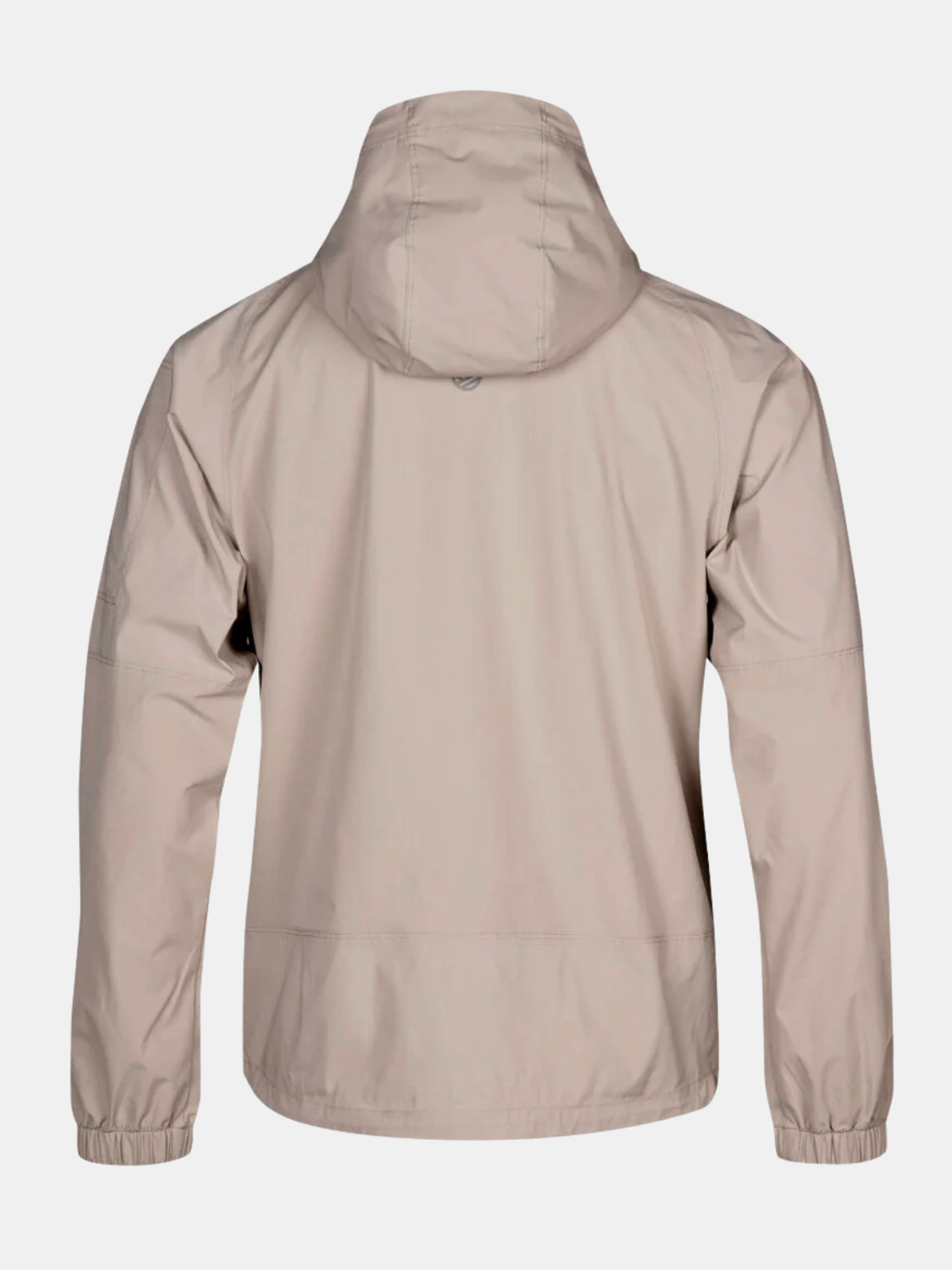 Die Pallas Herren Jogger Lite Jacke von Halti in Beige mit Kapuze wird von hinten vor neutralem Hintergrund gezeigt.