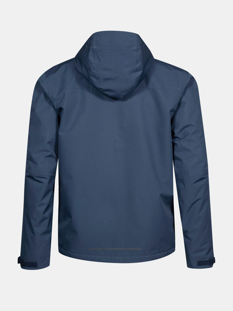 Halti Forter DX Regenjacke für Herren in Navy, hier von hinten gezeigt, wetterfest und ideal für Outdoor-Aktivitäten.