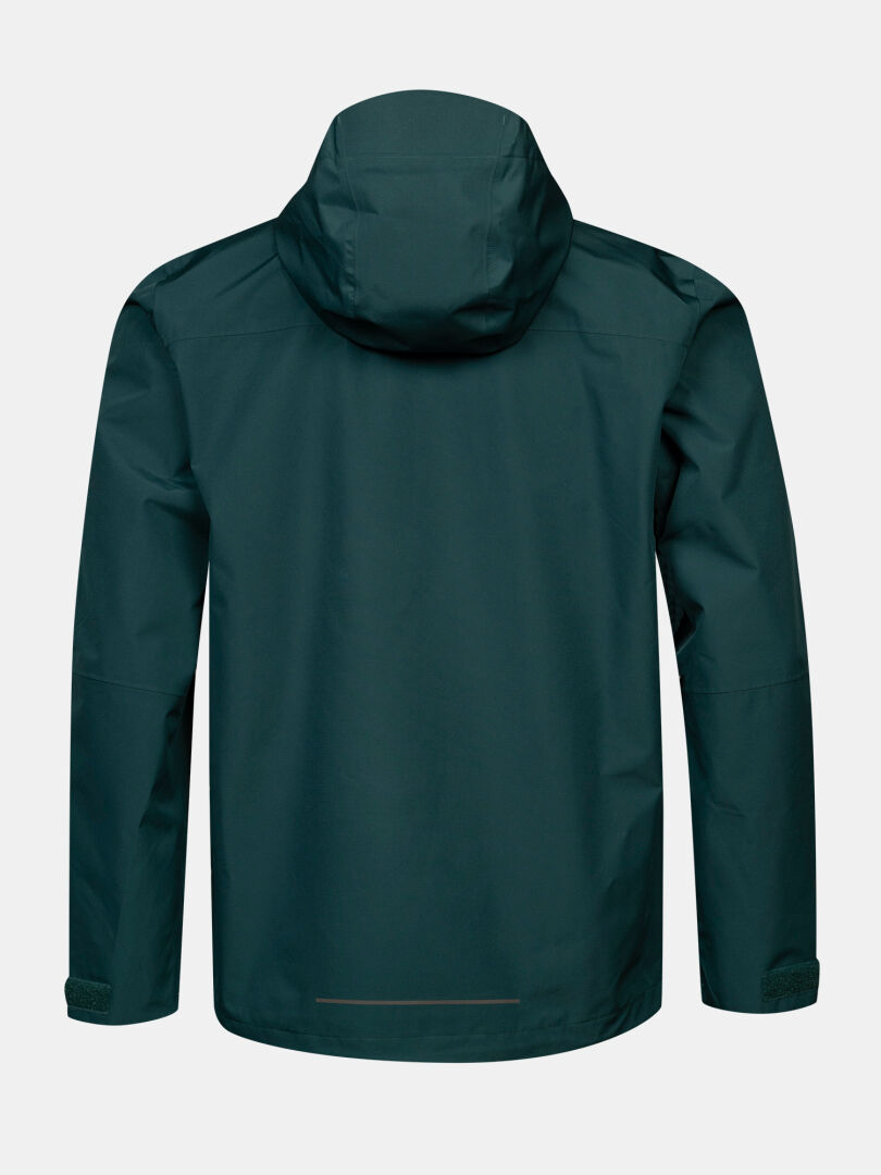 Halti Forter DX Regenjacke für Herren in Dunkelgrün, Rückansicht. Schlichtes Design, perfekt für den Einsatz im Freien.