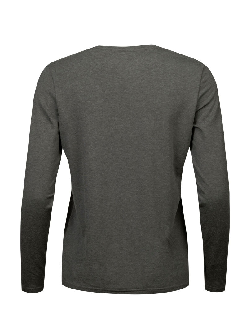 Das Tuntu II Longsleeve Merinoshirt Damen von Halti in dunkelgrau-ideal für Outdoor-Aktivitäten.