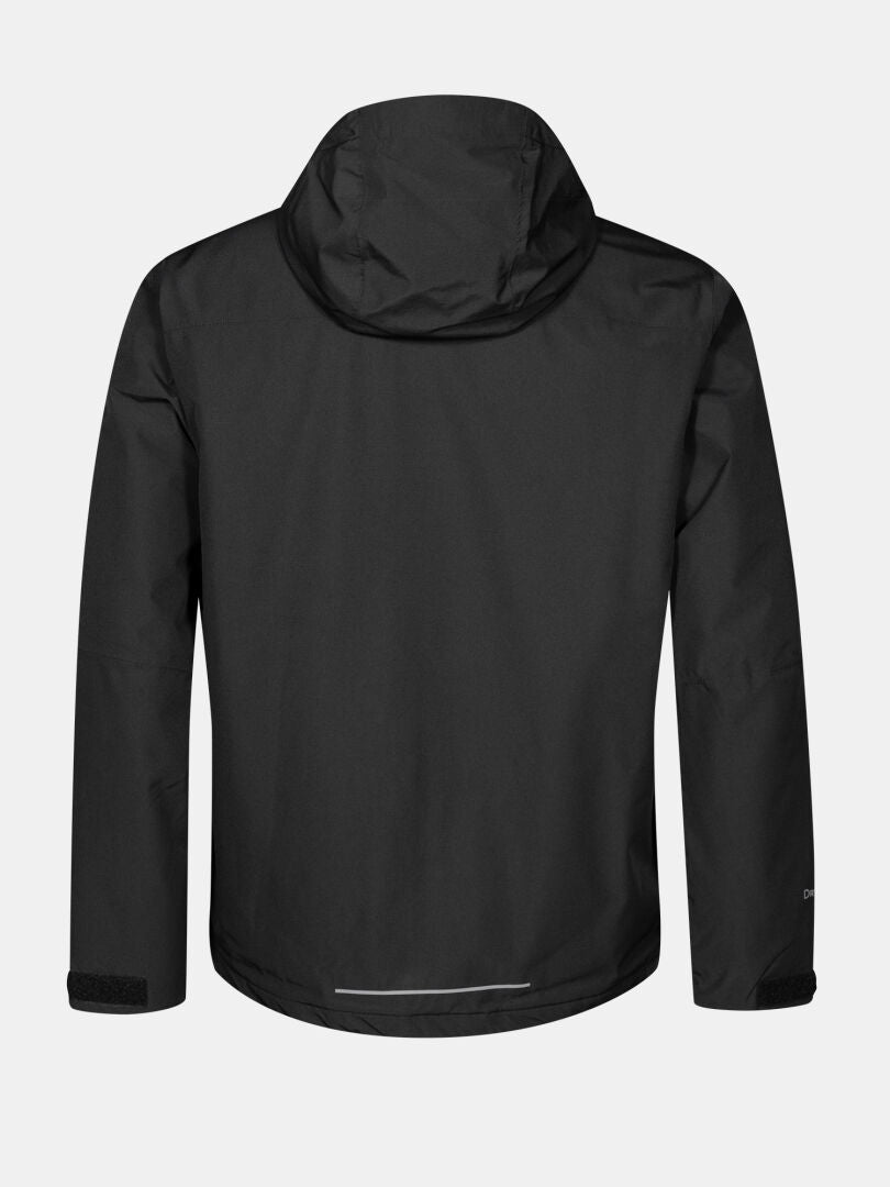 Halti Forter DX Warm Regenjacke für Herren, schwarz mit Kapuze, idealer Wetterschutz für Outdoor-Aktivitäten.