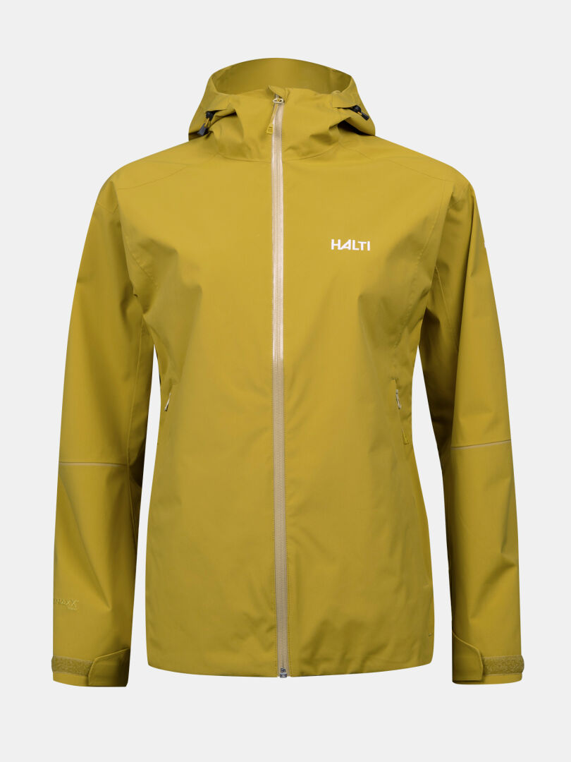 Halti Forter DX Regenjacke Plus Damen: Wasserdichte gelbe Jacke mit Kapuze, Reißverschlusstaschen, ideal für Outdoor.
