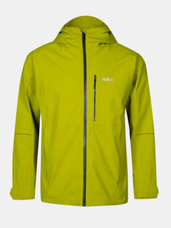 Die Halti Staala DX Regenjacke Herren in leuchtendem Gelb-Grün ist wasserabweisend, ideal für Outdoor-Abenteuer.