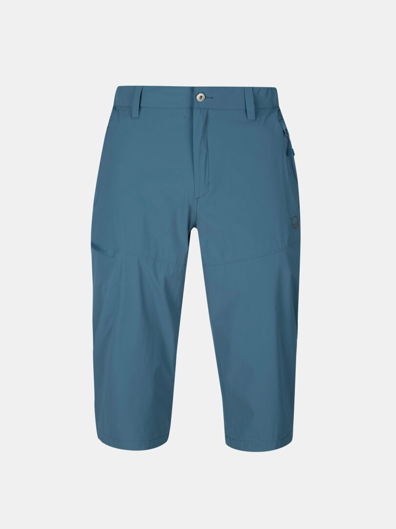 Halti Pallas Cool X-stretch Caprihose Herren: blau, knielang, UPF 90+, Frontreißverschluss & Reißverschlusstasche-ideal für den Sommer.